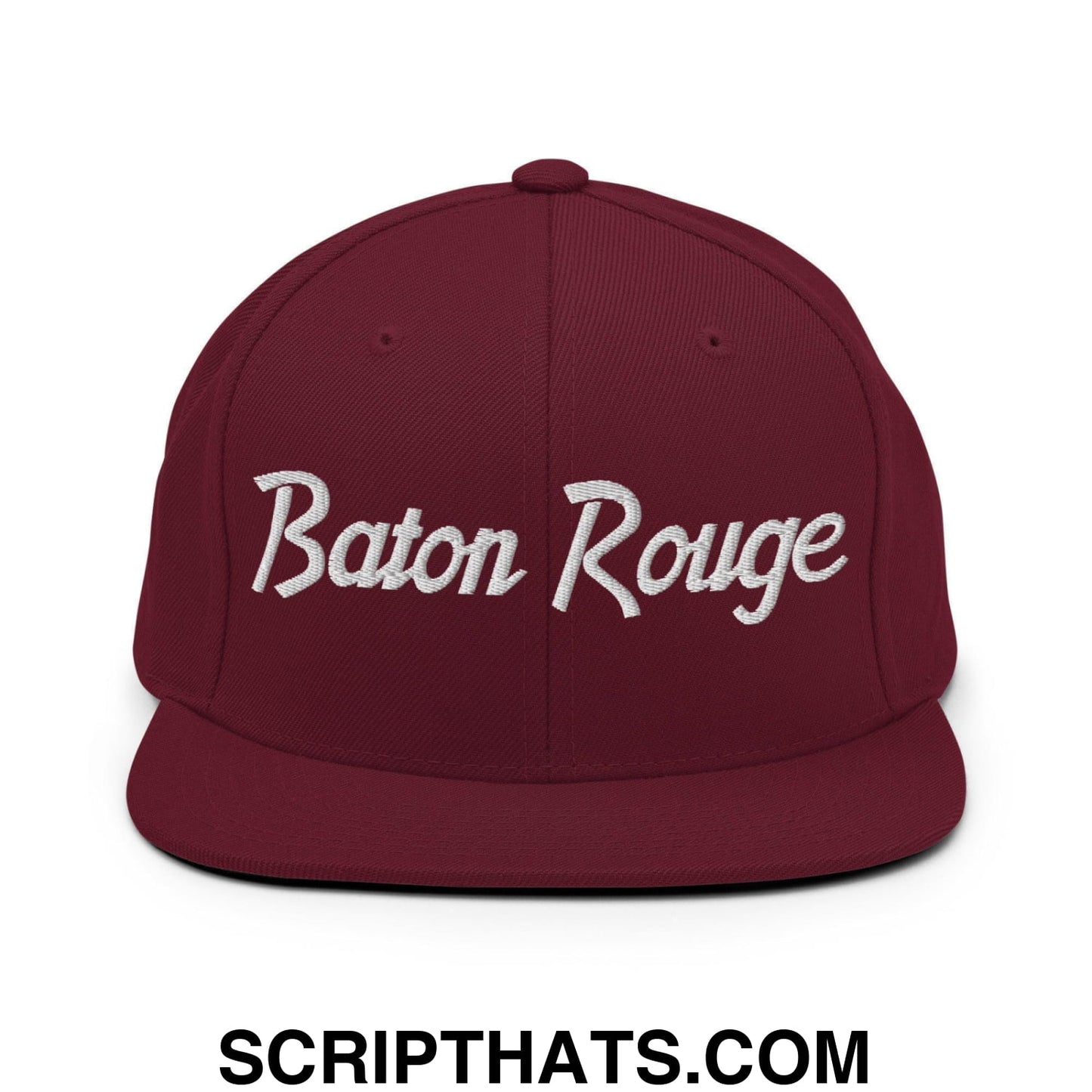Baton Rouge Script Snapback Hat Maroon