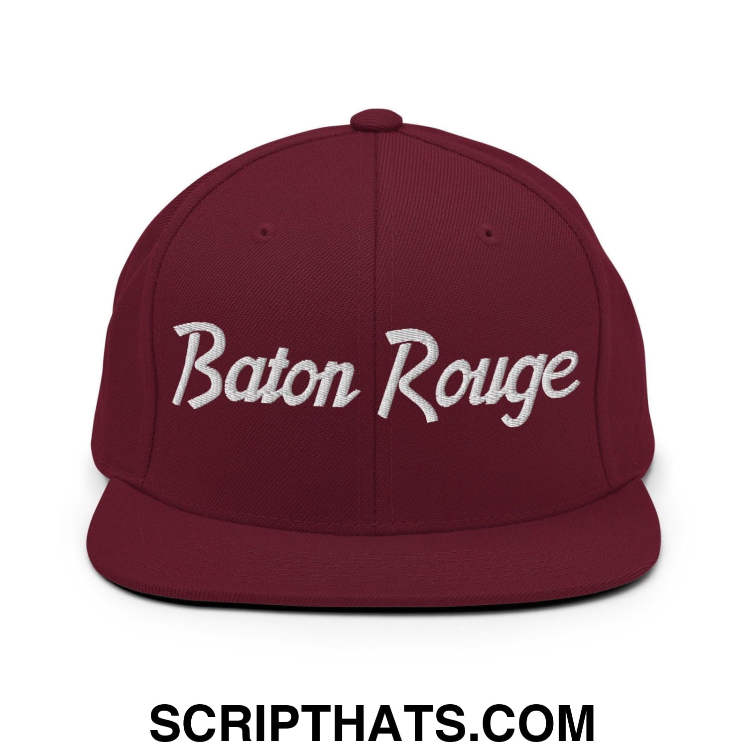 Baton Rouge Script Snapback Hat Maroon