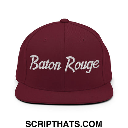 Baton Rouge Script Snapback Hat Maroon