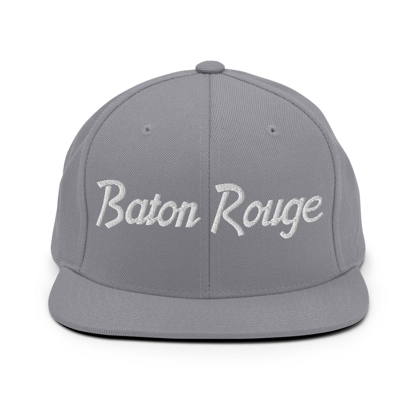 Baton Rouge Script Snapback Hat Silver