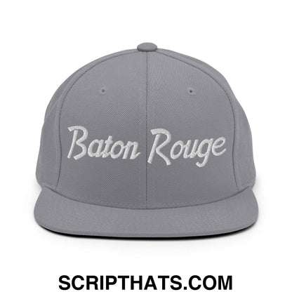 Baton Rouge Script Snapback Hat Silver