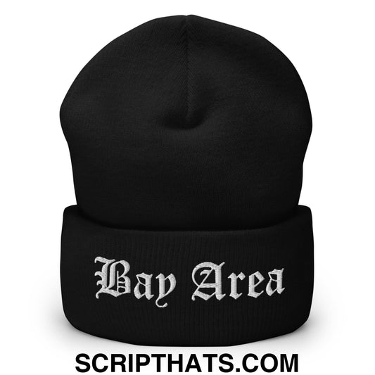 Bay Area Old English Embroidered Knit Cuffed Beanie Black
