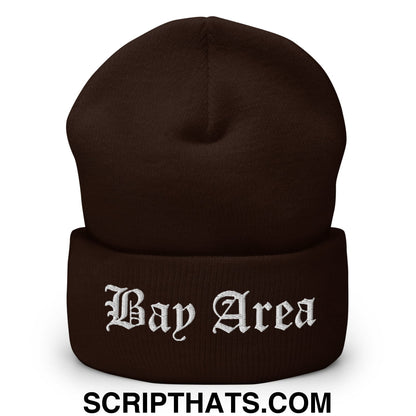 Bay Area Old English Embroidered Knit Cuffed Beanie Brown