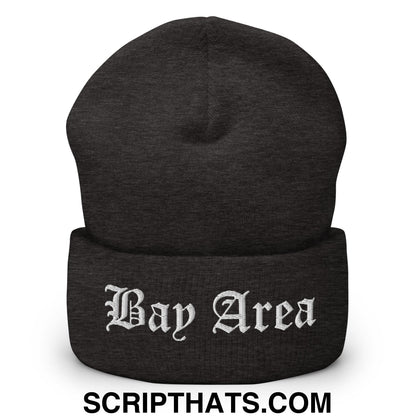 Bay Area Old English Embroidered Knit Cuffed Beanie Dark Grey