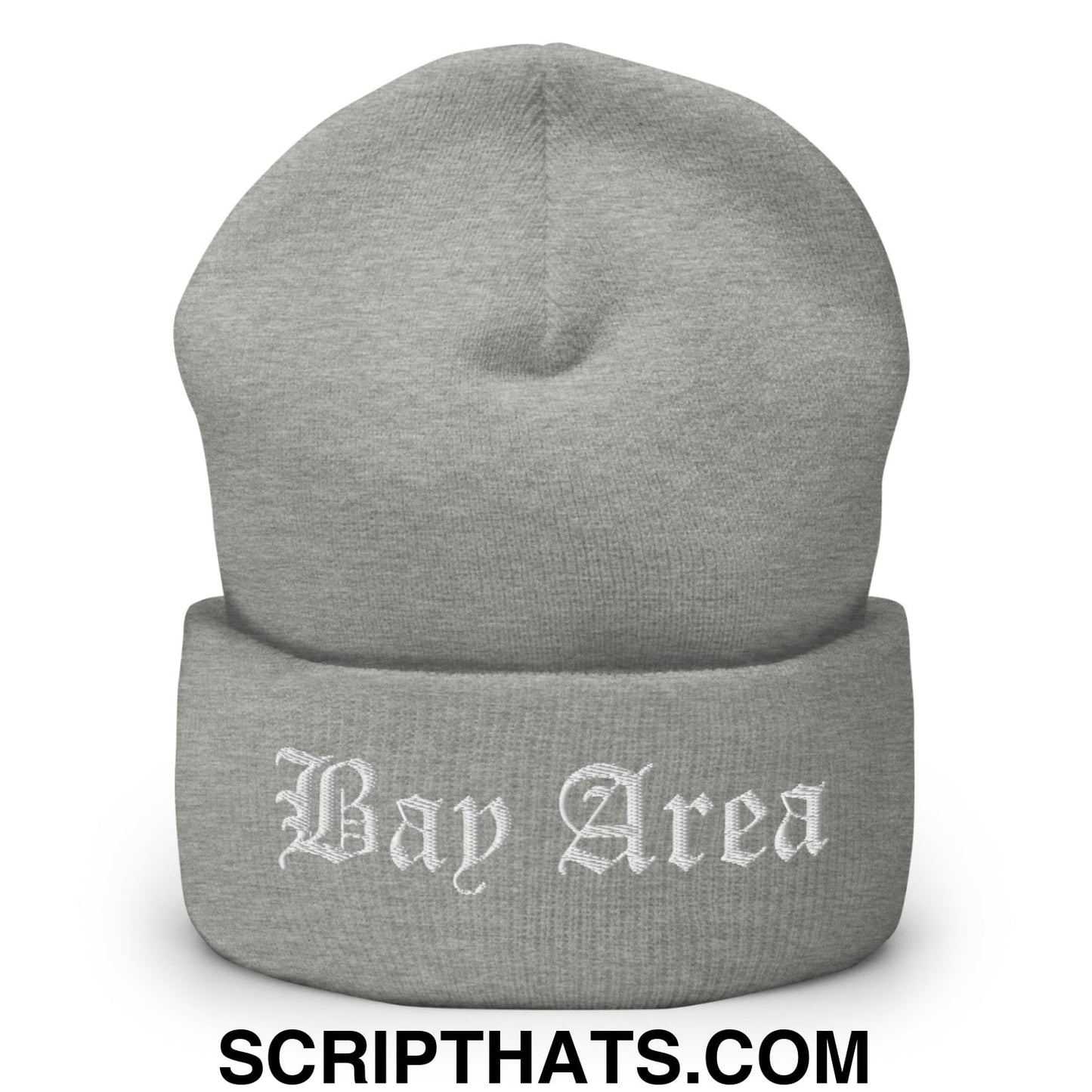 Bay Area Old English Embroidered Knit Cuffed Beanie Heather Grey