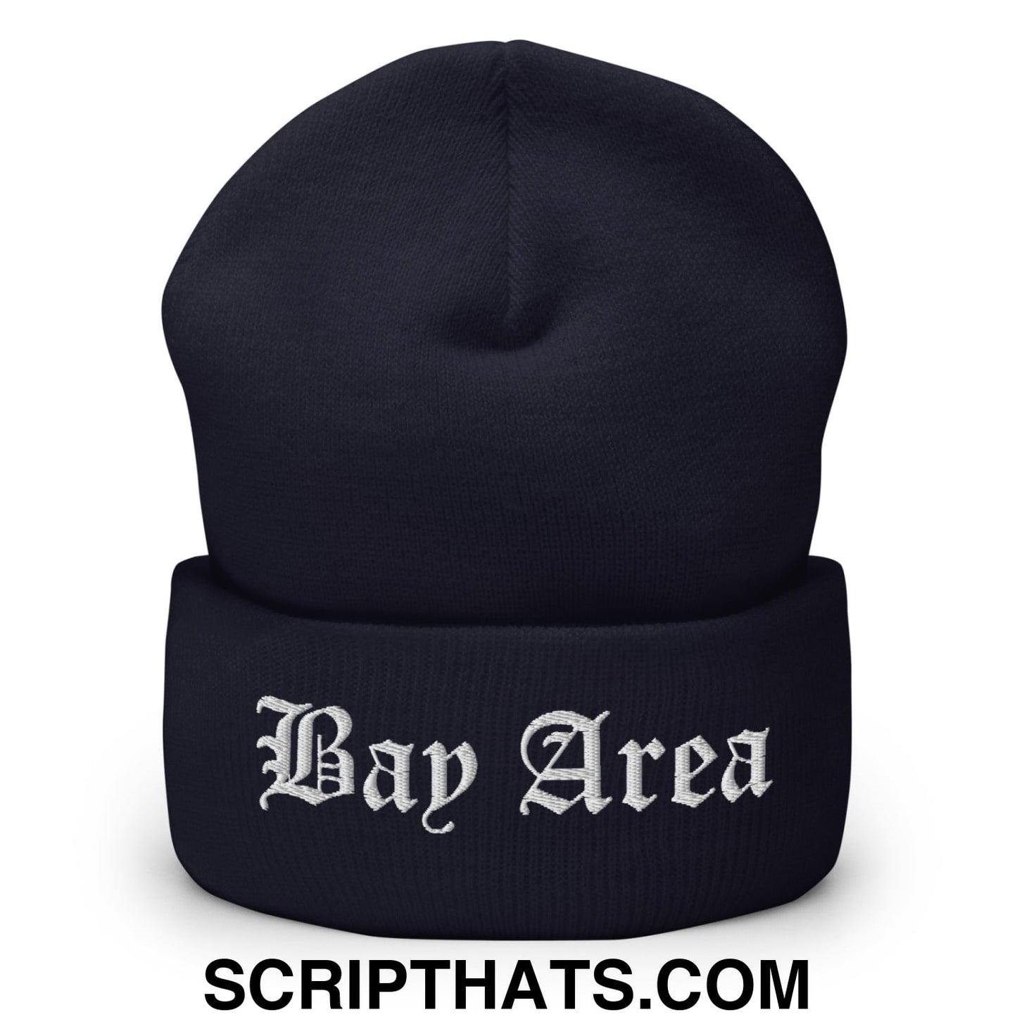 Bay Area Old English Embroidered Knit Cuffed Beanie Navy