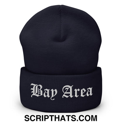 Bay Area Old English Embroidered Knit Cuffed Beanie Navy