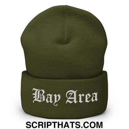 Bay Area Old English Embroidered Knit Cuffed Beanie Olive
