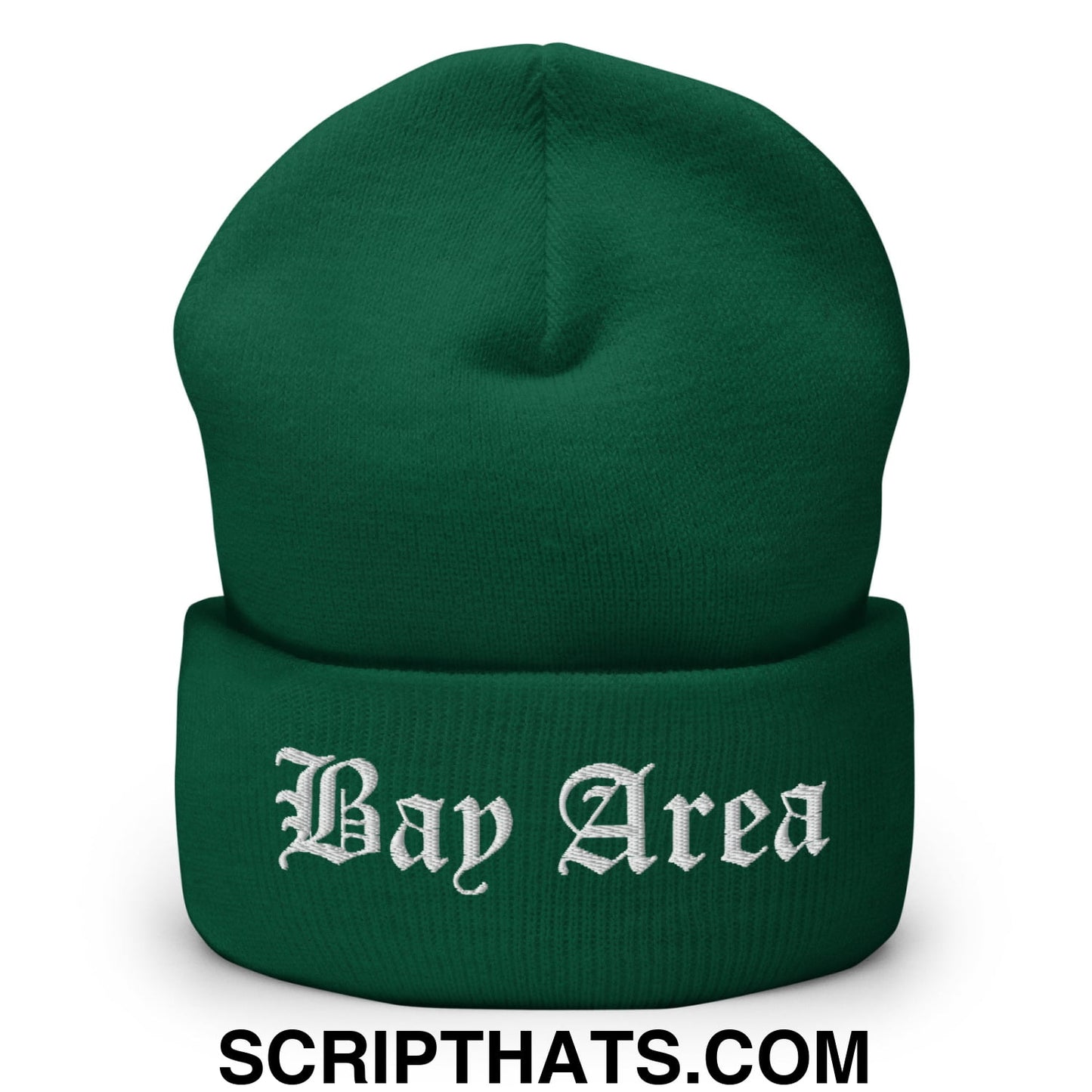 Bay Area Old English Embroidered Knit Cuffed Beanie Spruce