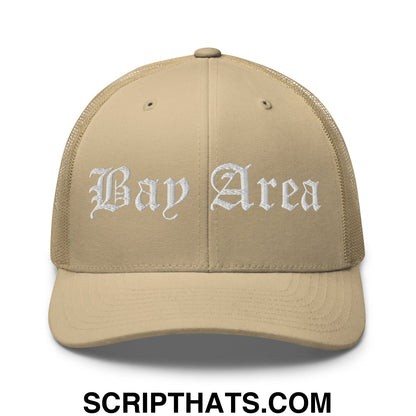Bay Area Old English Embroidered Mesh Trucker Hat Khaki