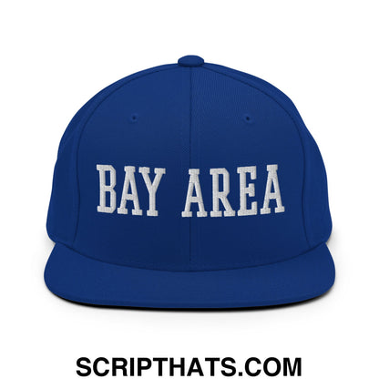 Bay Area Varsity College Block Embroidered Flat Bill Brim Snapback Hat Royal Blue