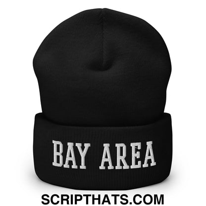 Bay Area Varsity College Block Embroidered Knit Cuffed Beanie Black