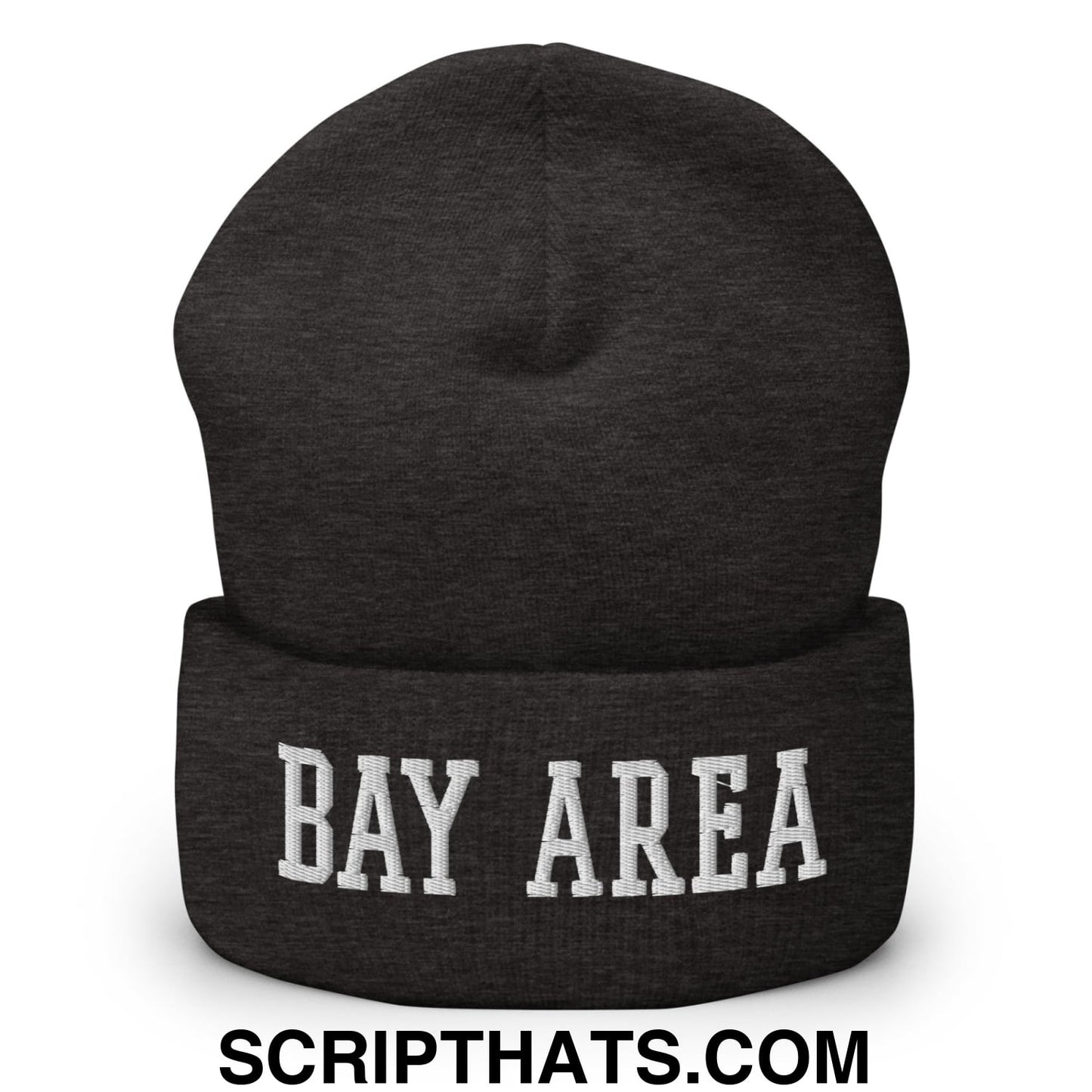 Bay Area Varsity College Block Embroidered Knit Cuffed Beanie Dark Grey
