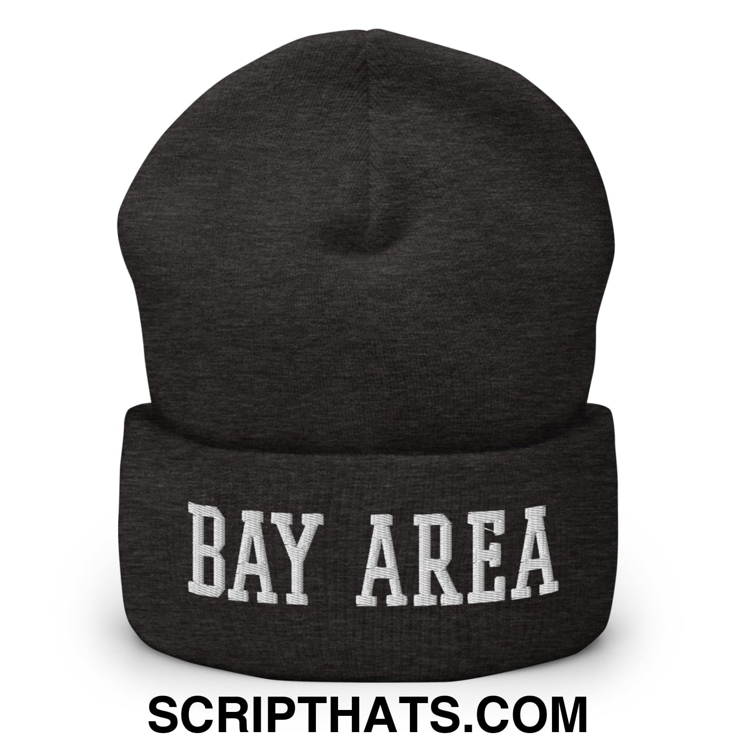 Bay Area Varsity College Block Embroidered Knit Cuffed Beanie Dark Grey