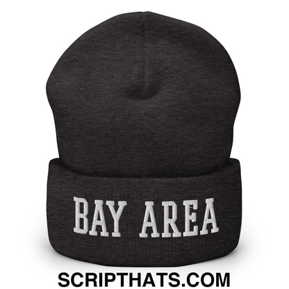 Bay Area Varsity College Block Embroidered Knit Cuffed Beanie Dark Grey