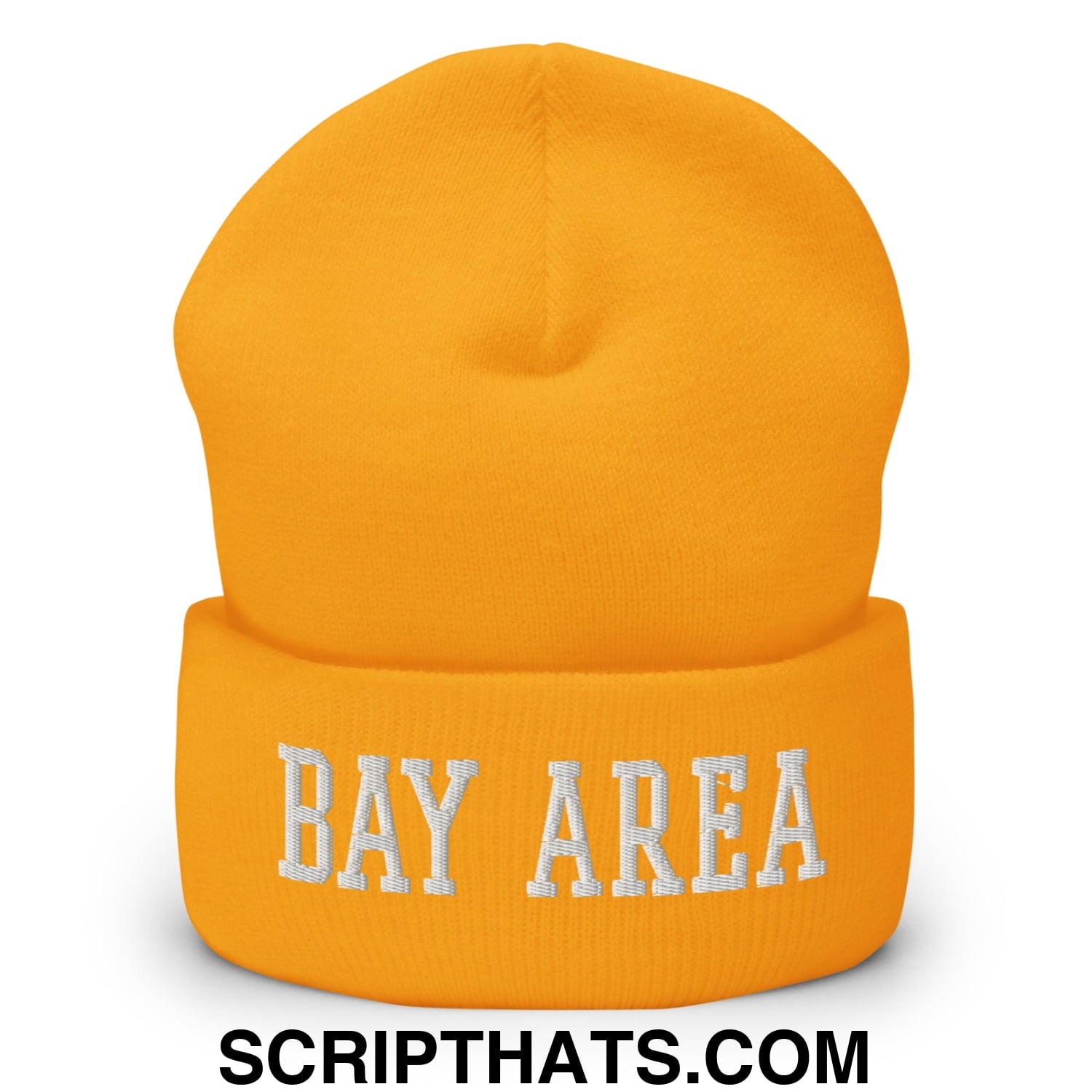 Bay Area Varsity College Block Embroidered Knit Cuffed Beanie Gold