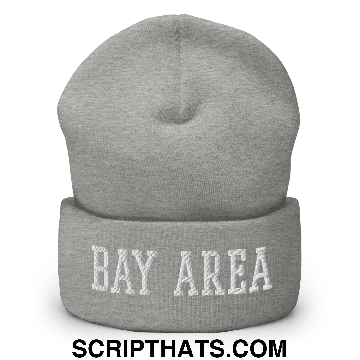 Bay Area Varsity College Block Embroidered Knit Cuffed Beanie Heather Grey