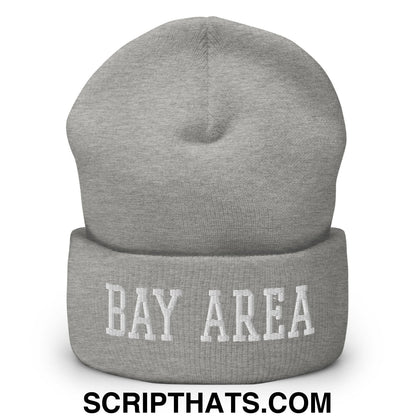 Bay Area Varsity College Block Embroidered Knit Cuffed Beanie Heather Grey