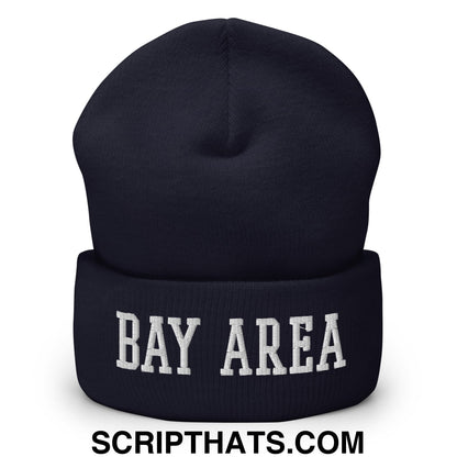 Bay Area Varsity College Block Embroidered Knit Cuffed Beanie Navy
