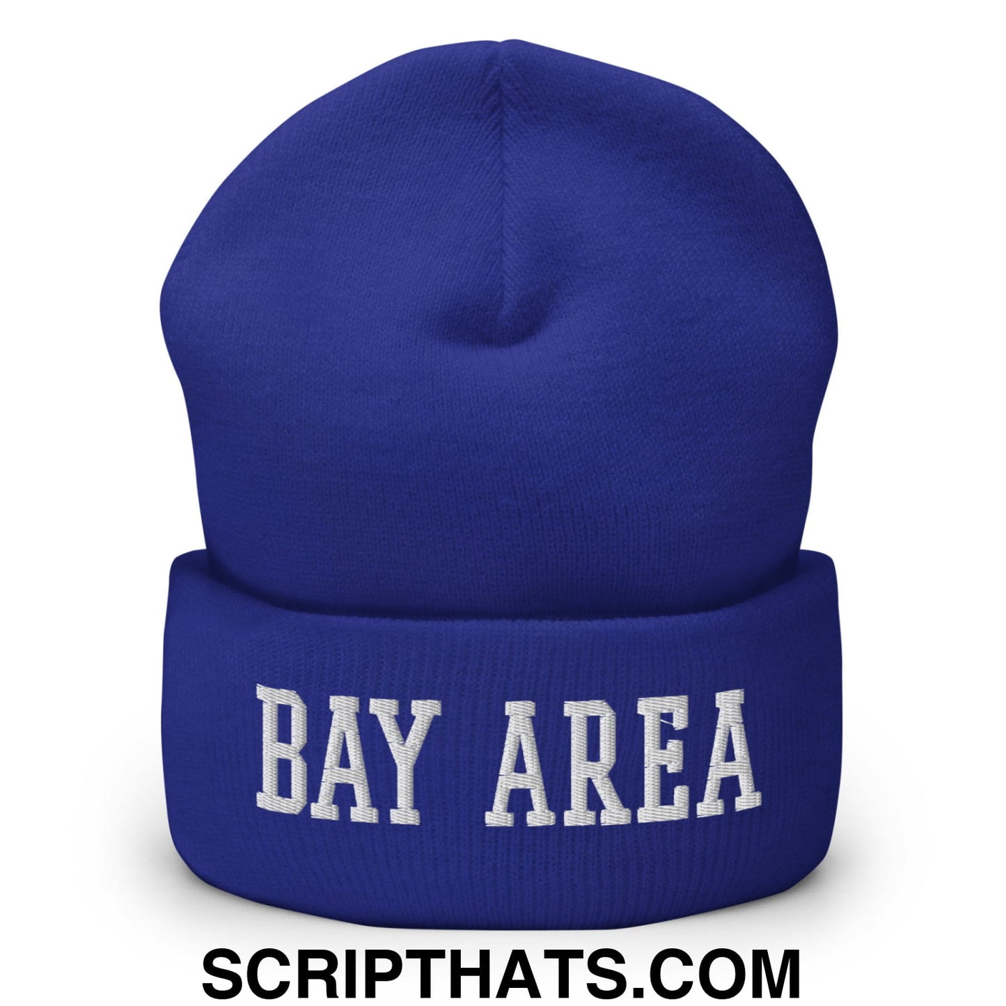 Bay Area Varsity College Block Embroidered Knit Cuffed Beanie Royal