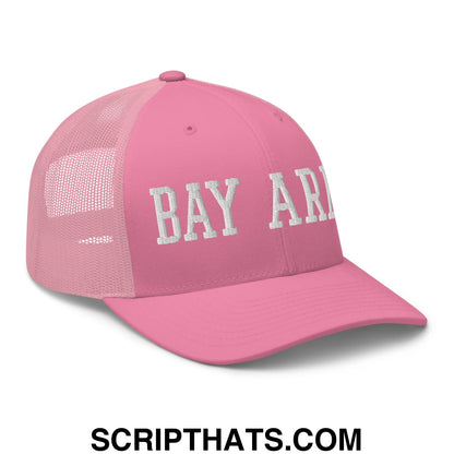 Bay Area Varsity College Block Embroidered Mesh Trucker Hat Pink