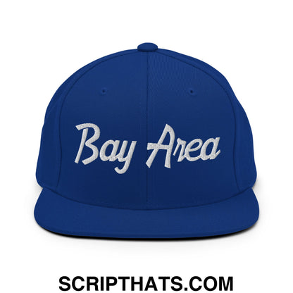 Bay Area Vintage Sports Script Embroidered Flat Bill Brim Snapback Hat Royal Blue