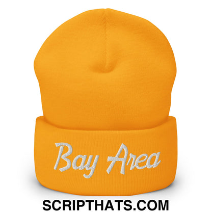 Bay Area Vintage Sports Script Embroidered Knit Cuffed Beanie Gold