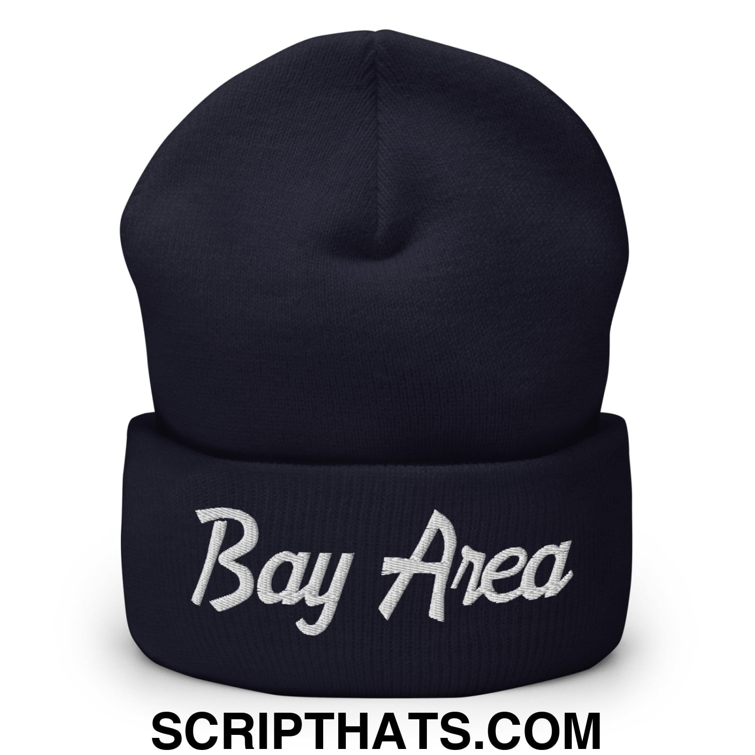 Bay Area Vintage Sports Script Embroidered Knit Cuffed Beanie Navy