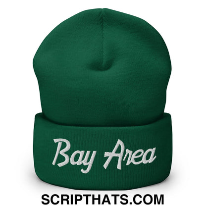 Bay Area Vintage Sports Script Embroidered Knit Cuffed Beanie Spruce