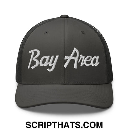 Bay Area Vintage Sports Script Embroidered Mesh Trucker Hat Charcoal