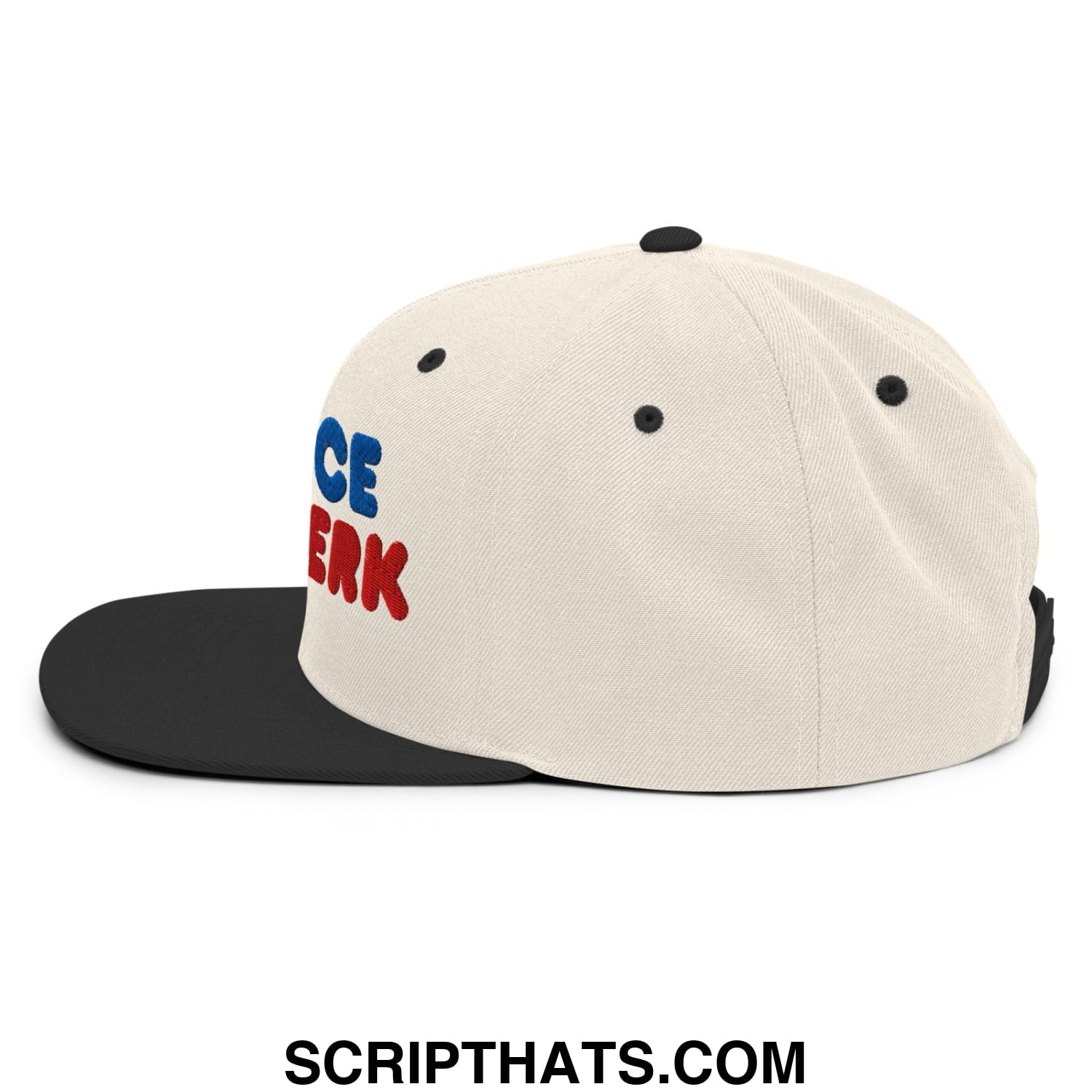 Be Nice You Jerk Embroidered Flat Bill Brim Snapback Hat Natural Black