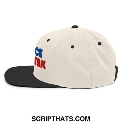 Be Nice You Jerk Embroidered Flat Bill Brim Snapback Hat Natural Black
