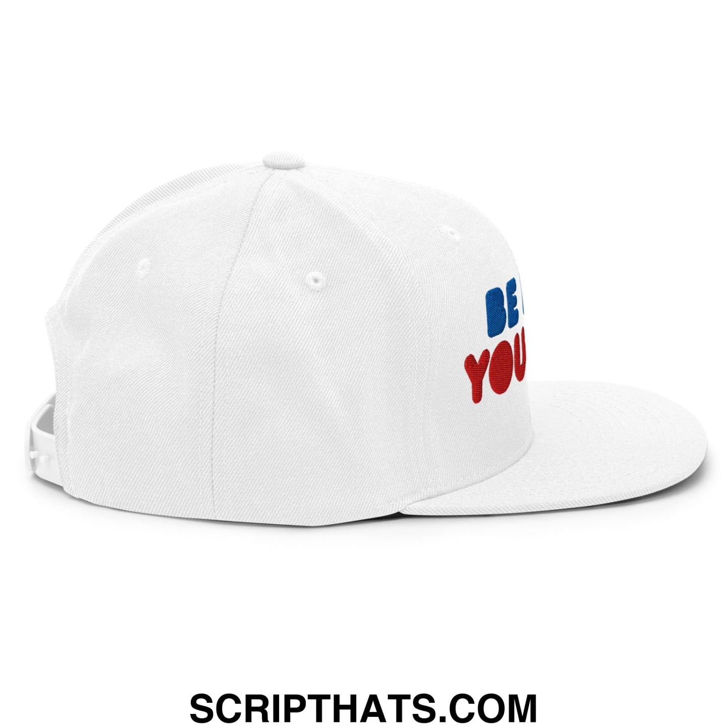 Be Nice You Jerk Embroidered Flat Bill Brim Snapback Hat White