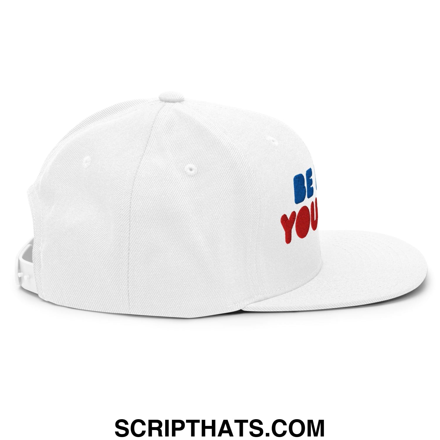 Be Nice You Jerk Embroidered Flat Bill Brim Snapback Hat White