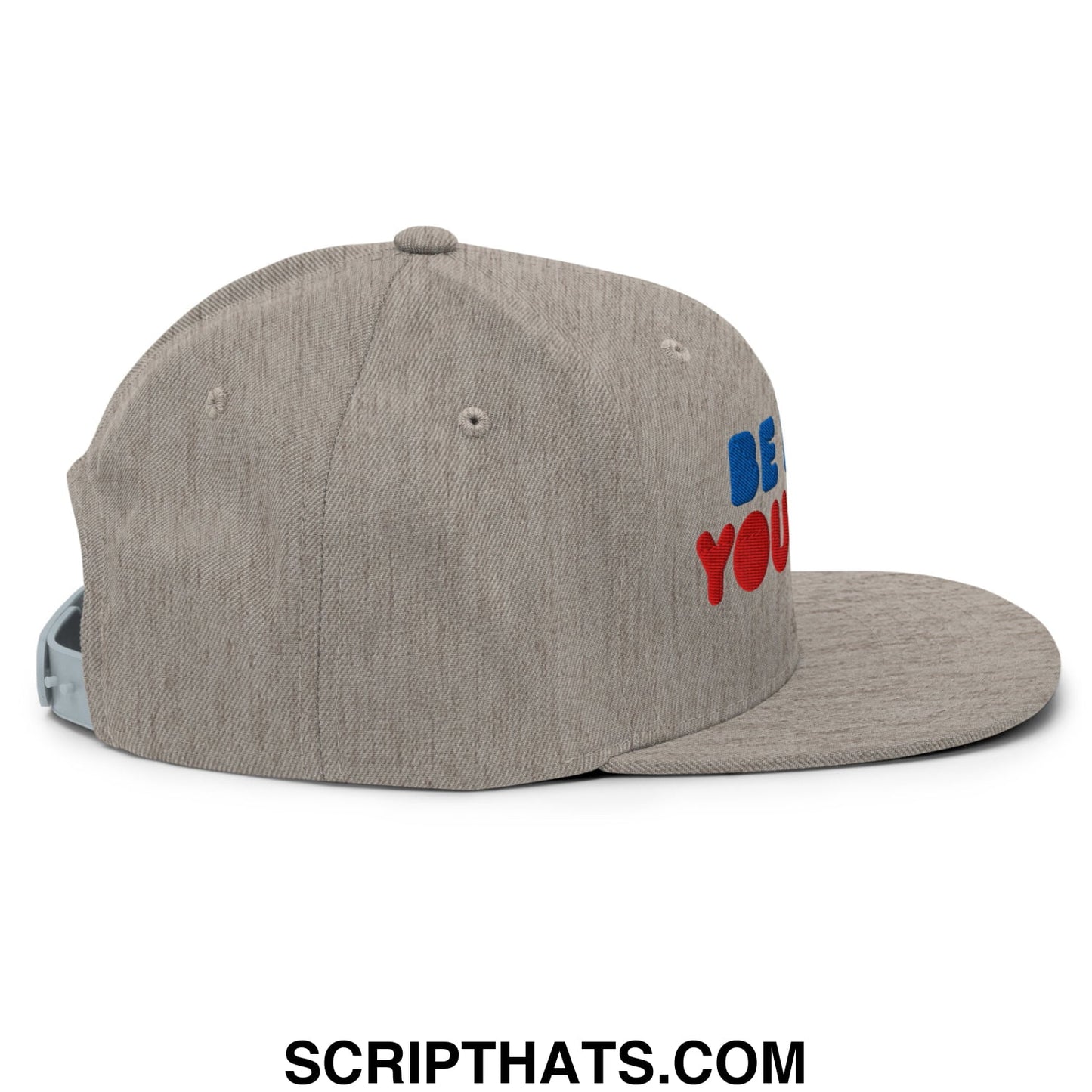 Be Nice You Jerk Embroidered Flat Bill Brim Snapback Hat Heather Grey