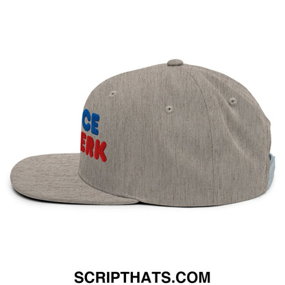 Be Nice You Jerk Embroidered Flat Bill Brim Snapback Hat Heather Grey