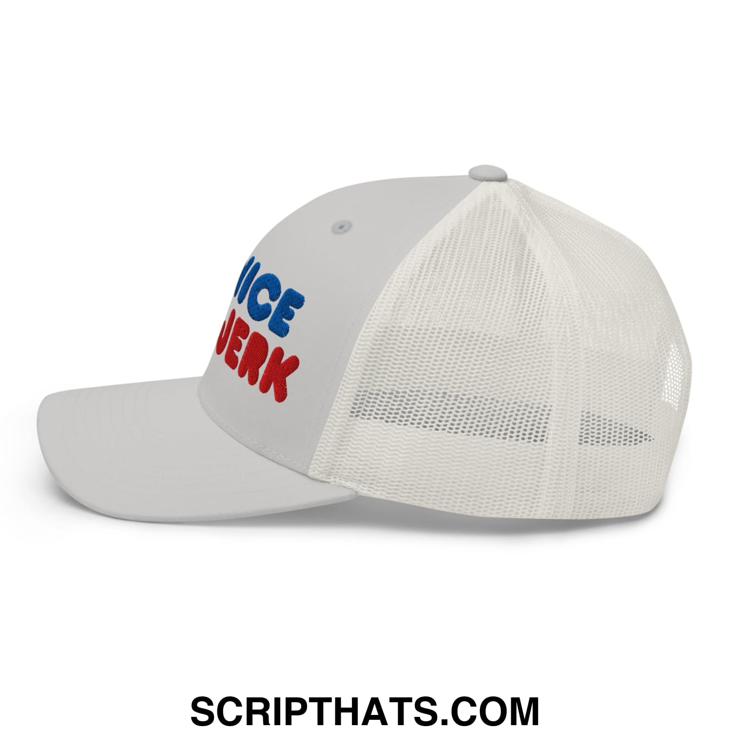 Be Nice You Jerk Embroidered Mesh Trucker Hat Silver