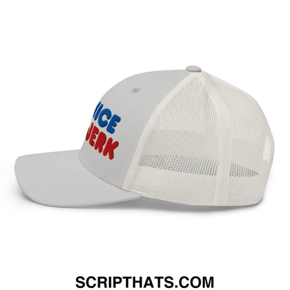 Be Nice You Jerk Embroidered Mesh Trucker Hat Silver
