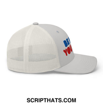 Be Nice You Jerk Embroidered Mesh Trucker Hat Silver