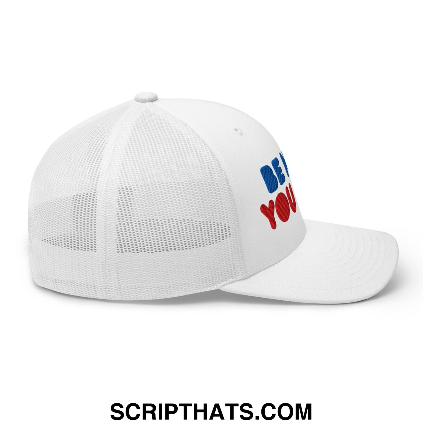 Be Nice You Jerk Embroidered Mesh Trucker Hat White