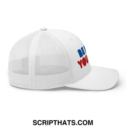 Be Nice You Jerk Embroidered Mesh Trucker Hat White