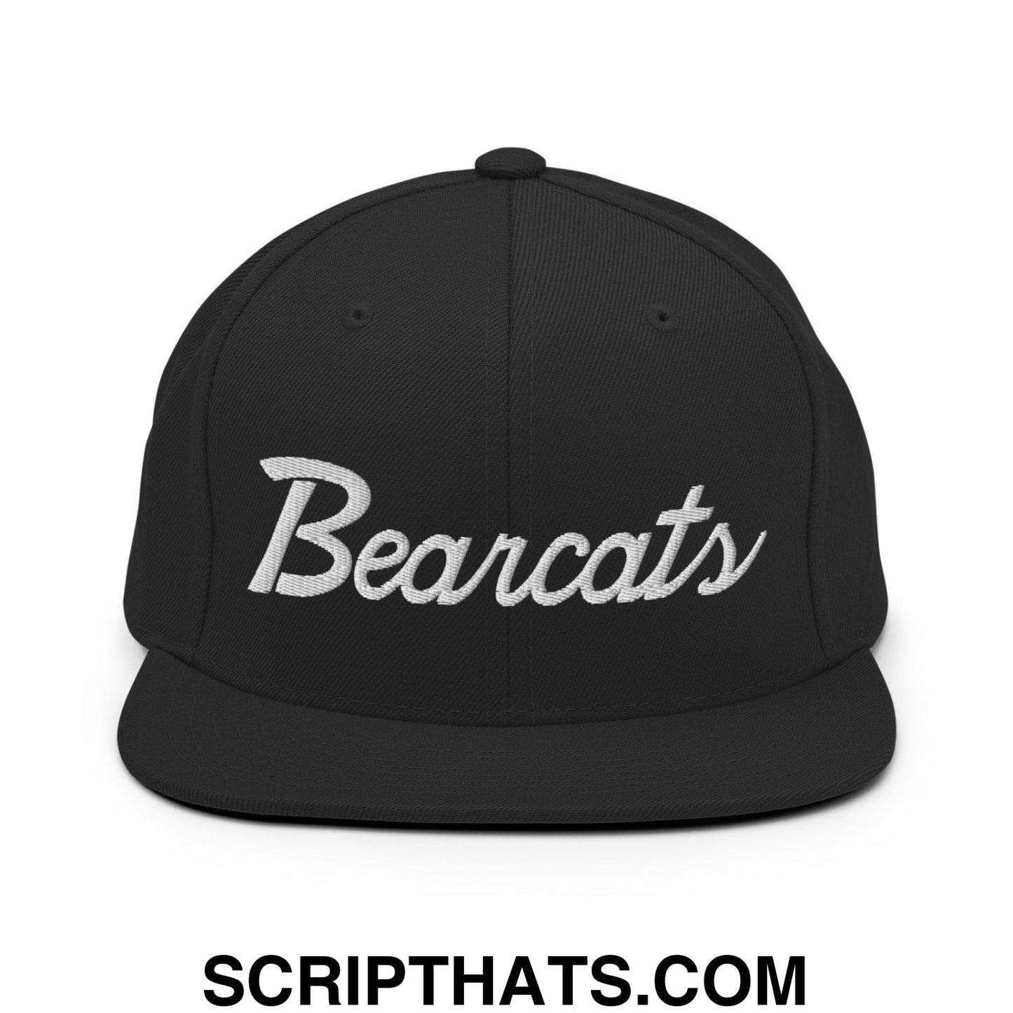 Bearcats School Mascot Script Snapback Hat Black