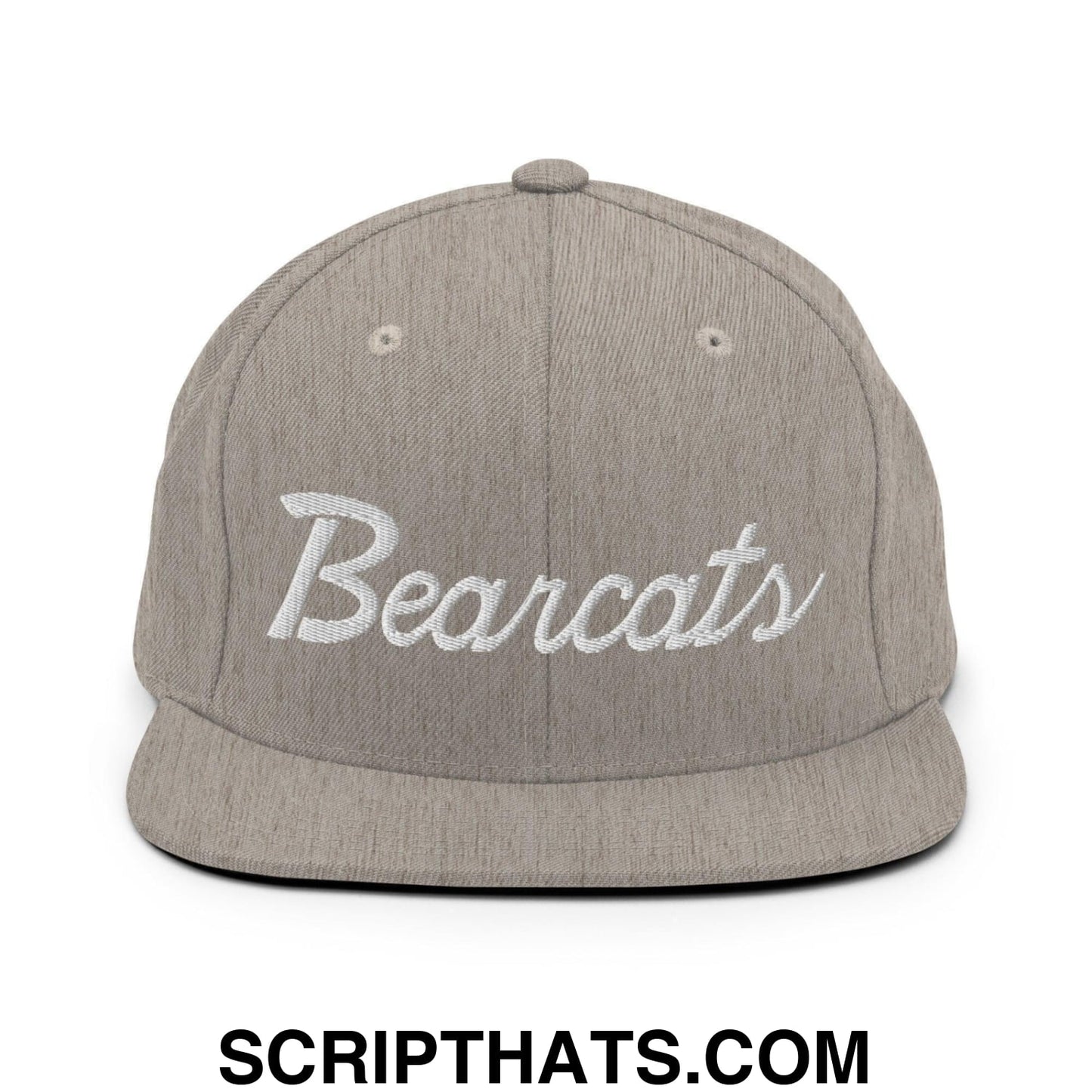 Bearcats School Mascot Script Snapback Hat Heather Grey