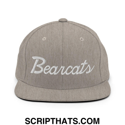 Bearcats School Mascot Script Snapback Hat Heather Grey