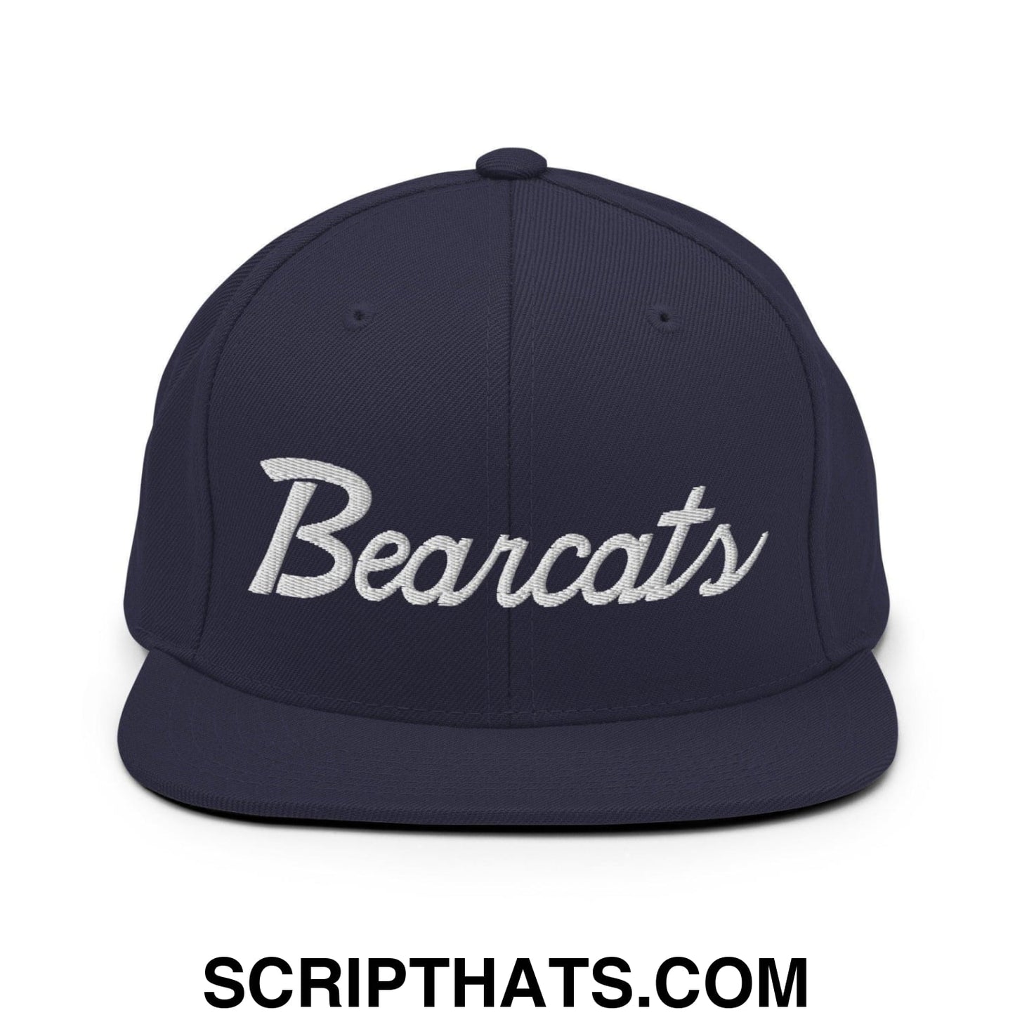 Bearcats School Mascot Script Snapback Hat Navy