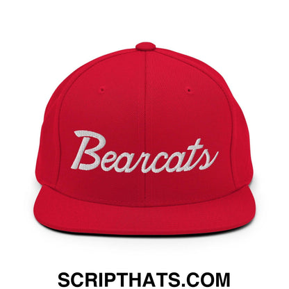 Bearcats School Mascot Script Snapback Hat Red