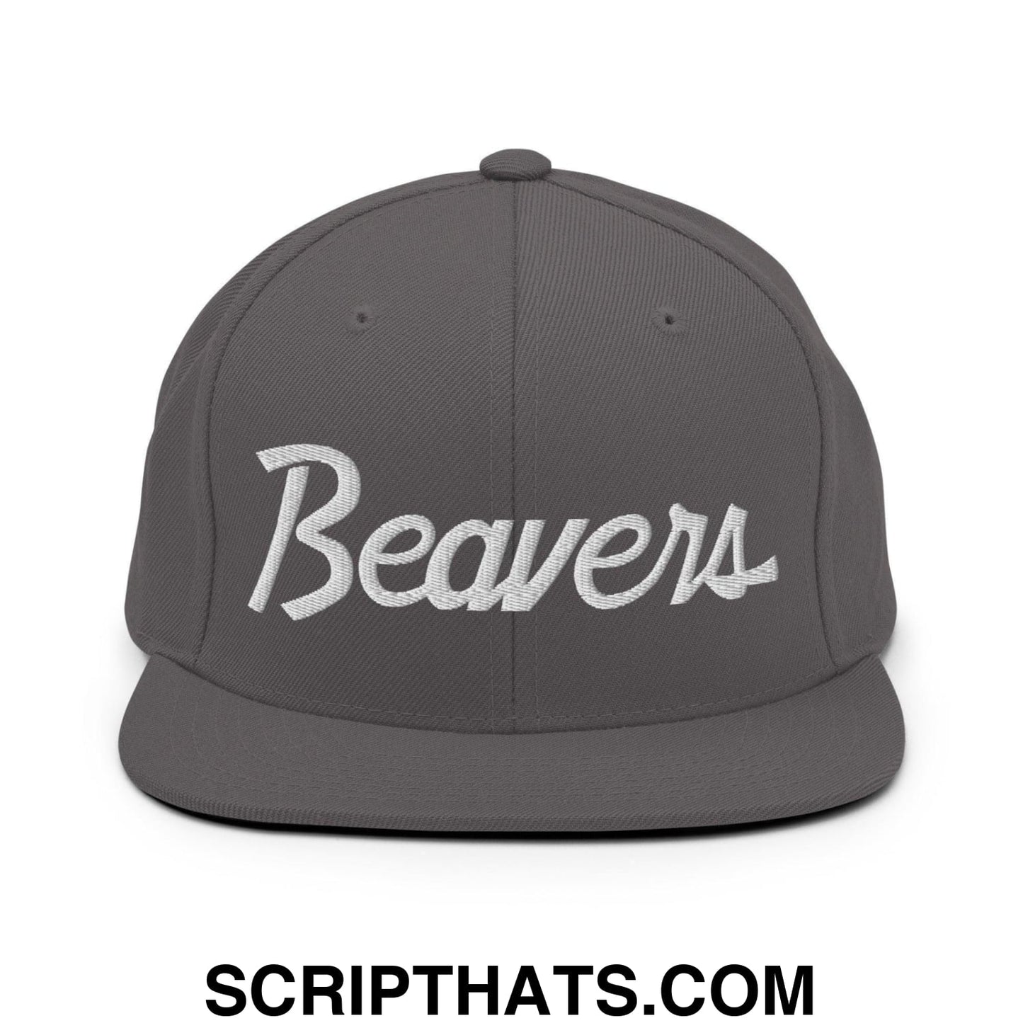 Beavers School Mascot Script Snapback Hat Dark Grey