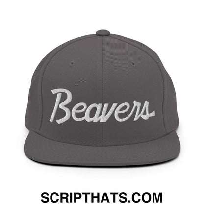Beavers School Mascot Script Snapback Hat Dark Grey