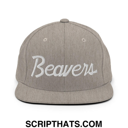 Beavers School Mascot Script Snapback Hat Heather Grey