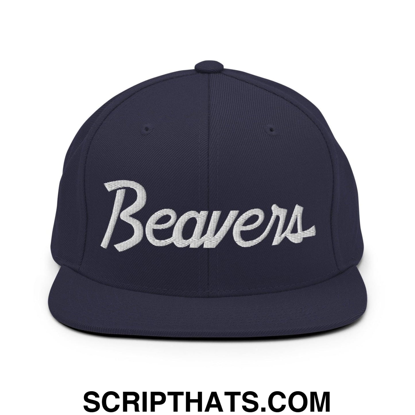 Beavers School Mascot Script Snapback Hat Navy
